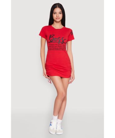 Boss Glitter Ruched T Shirt Dress