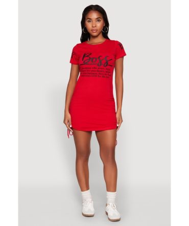 Boss Graphic Ruched T Shirt Dress