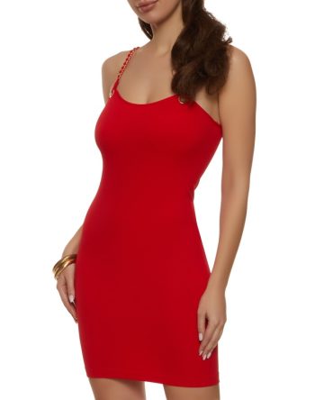 Chain Strap Seamless Cami Mini Dress