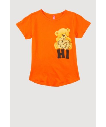 Girls Hi Bear Sequin Smiley Tee