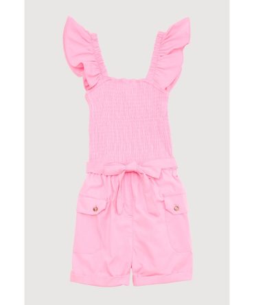 Girls Ruffled Sleeveless Smocked Romper