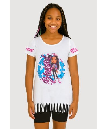 Girls Sequin Blessed Life Graphic Tee and Biker Shorts
