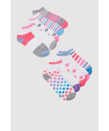 Girls Stripe Pattern Ankle Socks 10 Pack