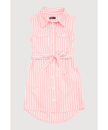 Girls Striped Sleeveless Shirt Dress