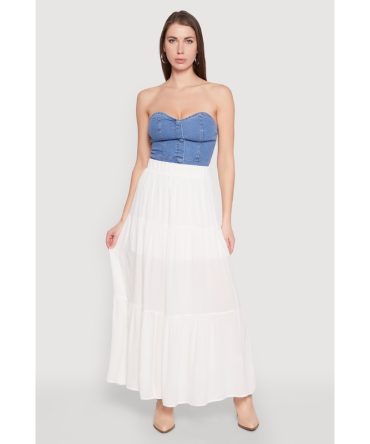 High Waist Tiered Maxi Skirt