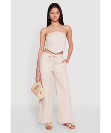 High Waisted Pinstripe Wide Leg Pants