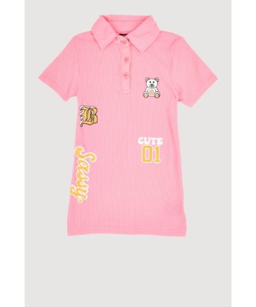 Little Girls Sassy Graphic Print Polo Dress