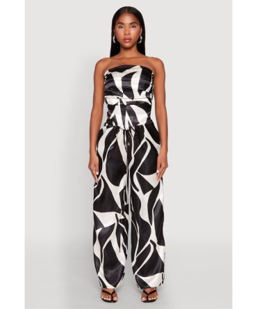 Patterned Satin Palazzo Pants