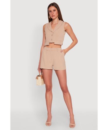 Pleated High Waisted Shorts