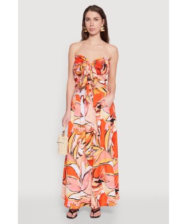 Printed Pattern Pleated Maxi Skirt