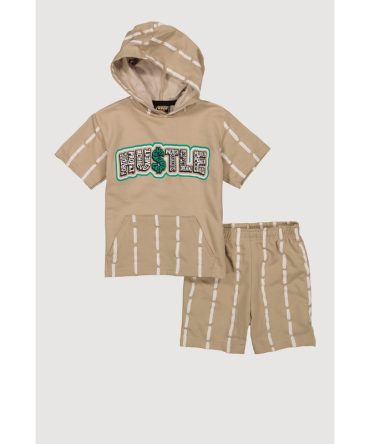 Toddler Boys Hustle Short Sleeve Hooded Top and Shorts