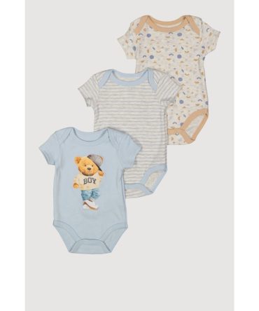 Baby Boys 0-9M Assorted Graphic Print Bodysuits 3 Pack