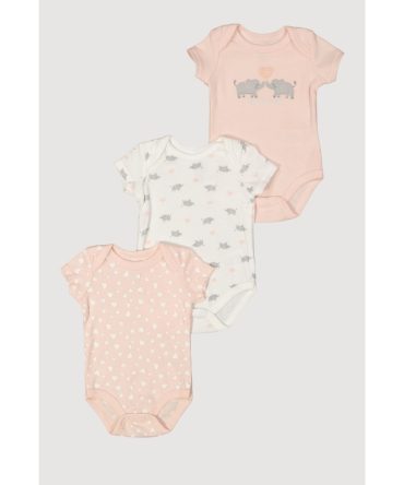 Baby Girls 0-9M Hello Big World Graphic Bodysuits 3 Pack