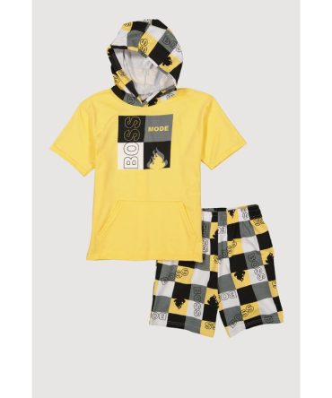 Boys Boss Mode Graphic Hoodie and Shorts