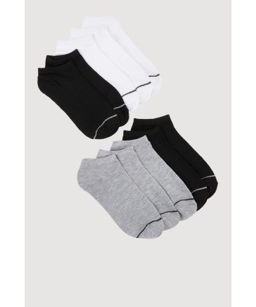 Boys Contrast Trim Low Cut Ankle Socks 10 Pack