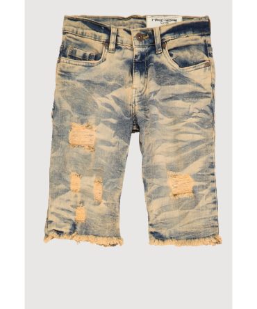 Boys Mineral Wash Frayed Denim Bermuda Shorts