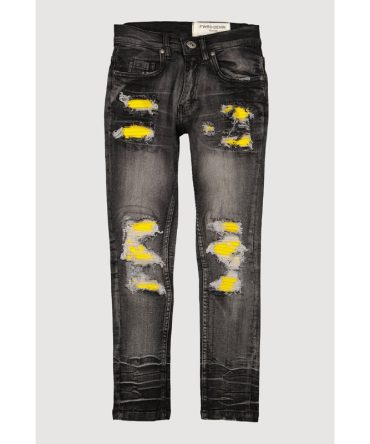 Boys Two Tone Patch and Repair Distressed Jeans