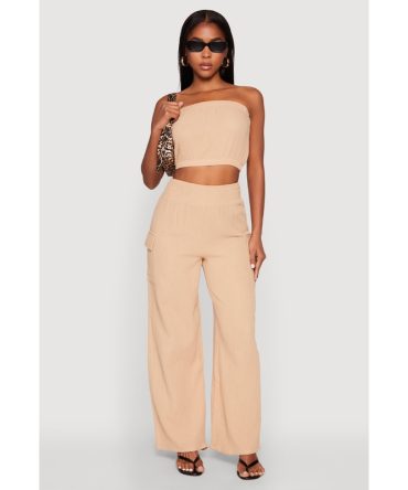 Gauze Knit Cargo Pocket Pants