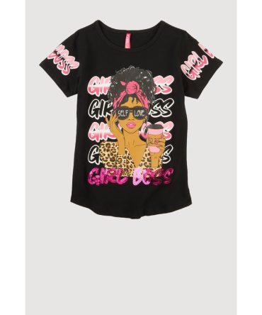 Girls Sequin Girl Boss Graphic Tee
