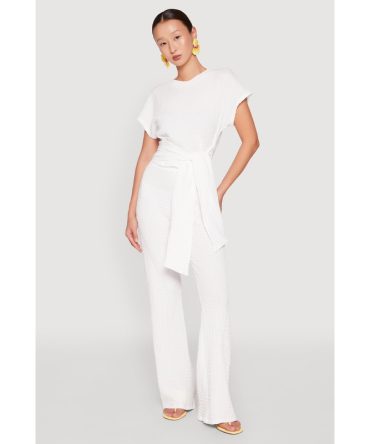 High Waisted Textured Knit Pants