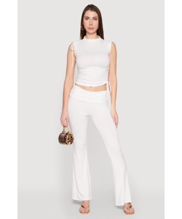 Ruched Flare Leg Pants