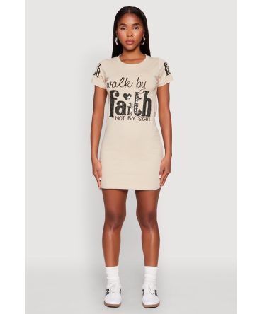 Sequin Walk By Faith Not By Sight T Shirt Dress