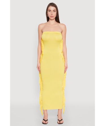 Side Fringe Maxi Tube Dress