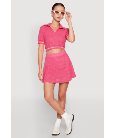 Textured Knit Mini Skort
