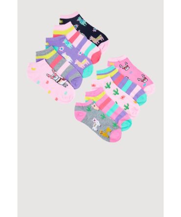 Toddler Girls Printed Pattern Ankle Socks 10 Pack