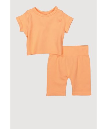 Toddler Girls Seamless Short Sleeve Top and Bike Shorts