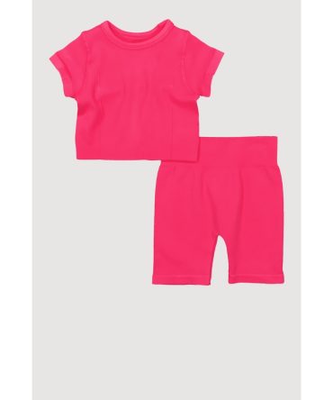 Toddler Girls Seamless Short Sleeve Top and Shorts