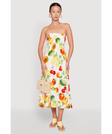 Almost Famous Assorted Fruit Smocked Dress