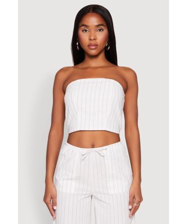 Almost Famous Smocked Striped Tube Top
