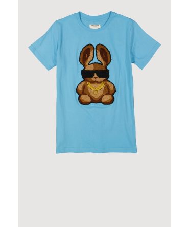 Boys Bunny Chenille Patch Crew Neck Graphic Tee