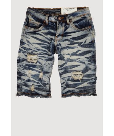 Boys Mineral Wash Patch and Repair Denim Shorts