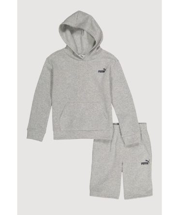 Boys Puma Marled Hooded Sweatshirt and Sweatshorts