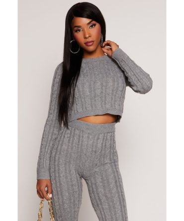 Cable Knit Cropped Sweater