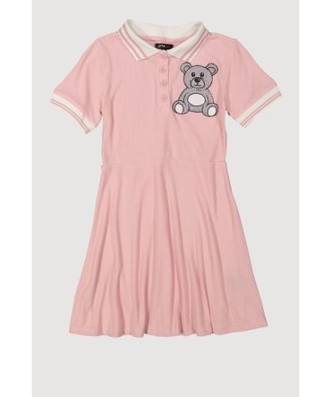 Girls Rhinestone Teddy Graphic Skater Dress