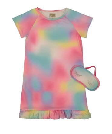 Girls Tie Dye Nightgown with Sleep Mask