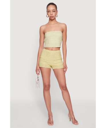 Haute Monde Stylish Tiered Lace Ruffle Shorts