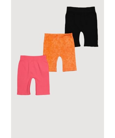 Little Girls Seamless Rib Knit Bike Shorts 3 Pack