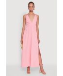 Trendy Textured Knit Tie Back Cut Out Maxi Dress