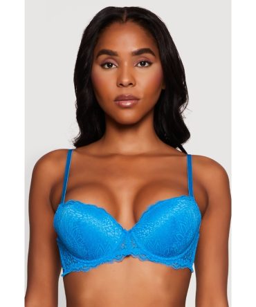 Trendy Scalloped Floral Lace Bra with Adjustable Straps