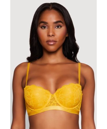 Trendy Scalloped Patterned Lace Push Up Bra