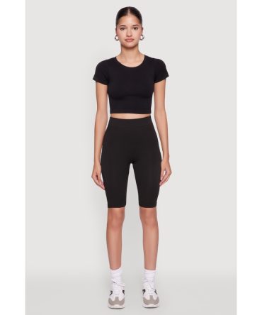 Trendy Seamless 9 Inch High Waisted Biker Shorts