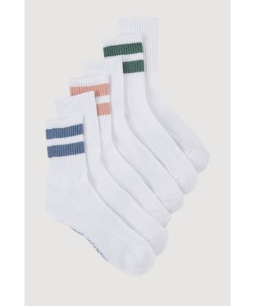 Varsity Stripe Mid Crew Socks 6 Pack Size 4-10