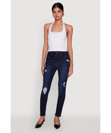 WAX High Waisted Distressed Stretch Skinny Jeans