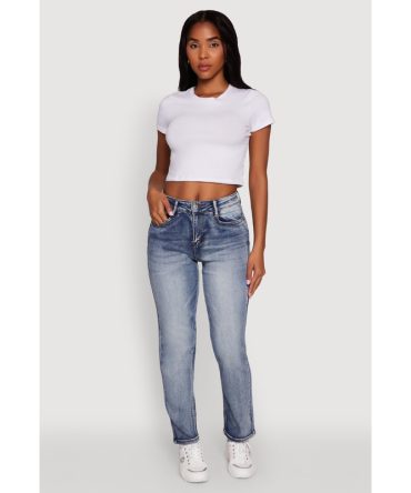 WAX High Waisted Straight-Leg Stretch Jeans