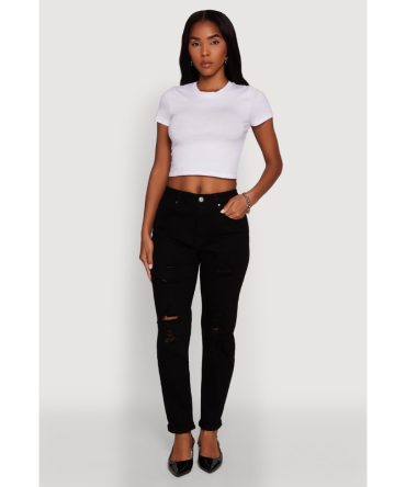 WAX Mid Rise Boyfriend Cut Distressed Jeans