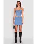 Zip Front Bubble Sleeve Crop Top